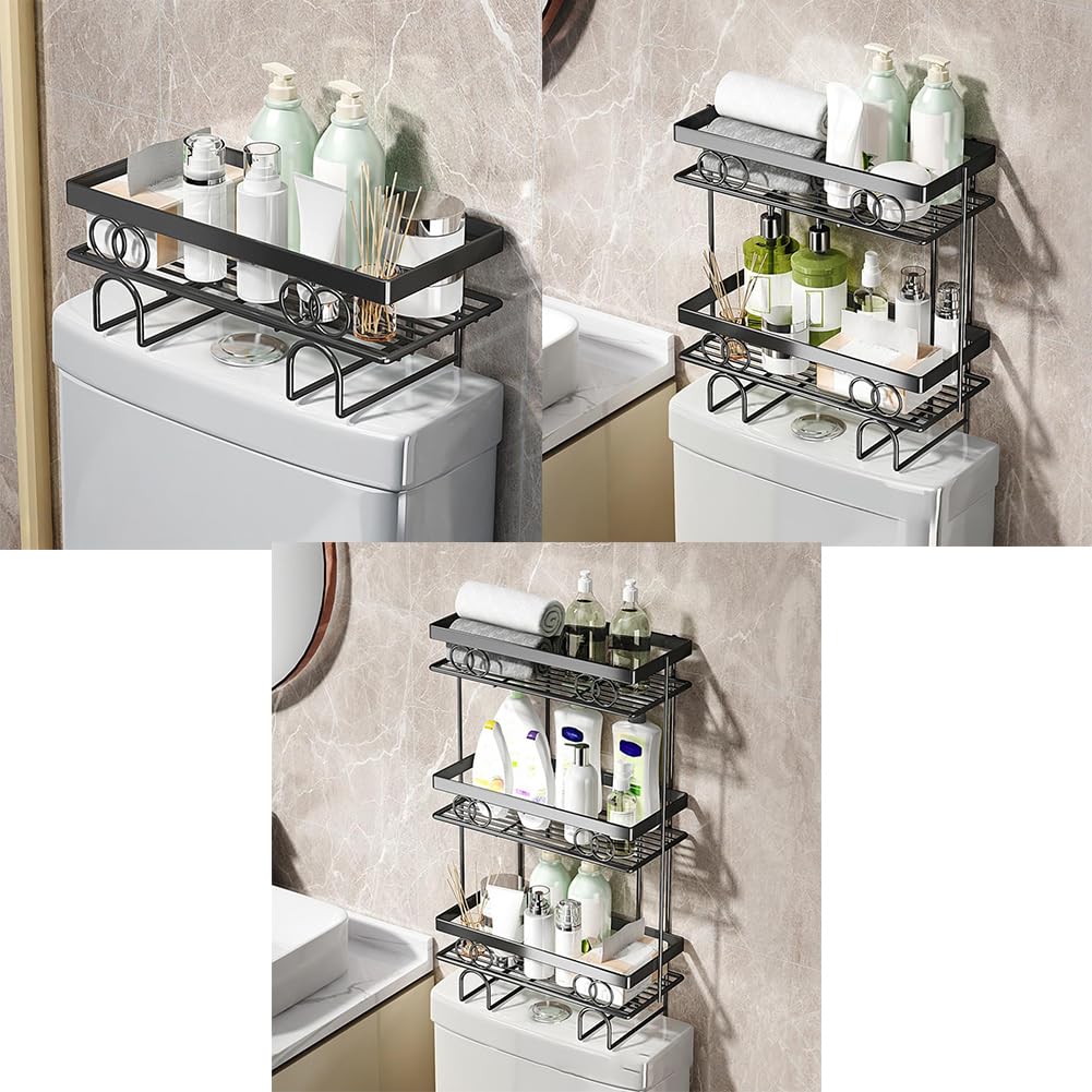 Scaffale sospeso sopra il WC, senza trapano, in metallo, salvaspazio, per un facile montaggio sopra il supporto WC con Maxifor