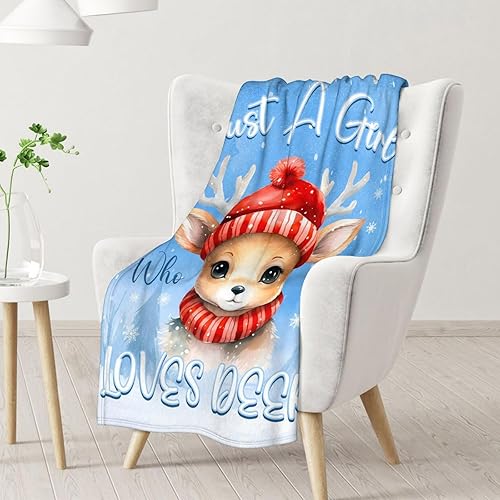 Miniatura 2 de Manta de ciervo de 30 x 40 pulgadas, manta pequeña de tamaño regazo para niñas, mantas suaves y peludas para sofá, sala de estar y oficina, lindas