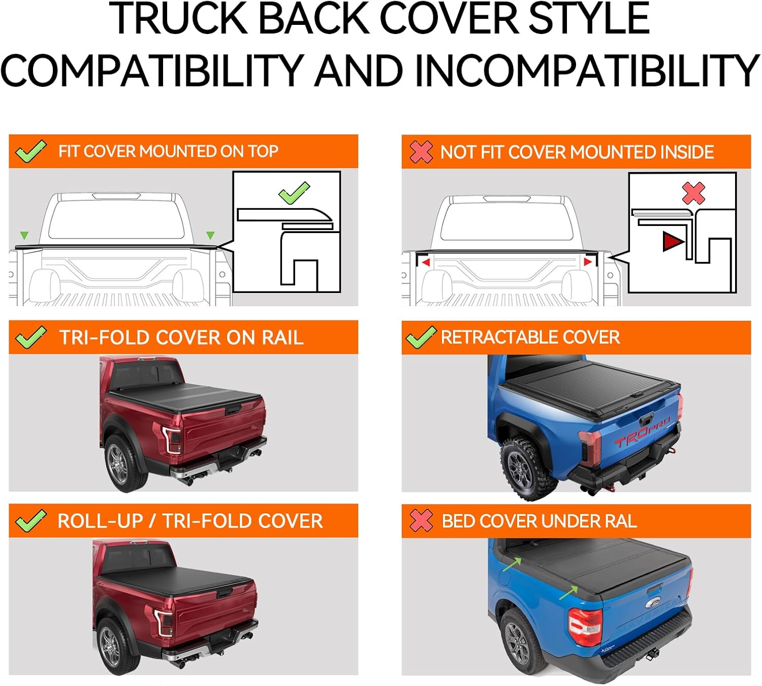 T-Rexo Series Mid Size - Roll Bar No Drill for Trucks, Tacoma, Ranger, Canyons, Drill-Free Installation, Compatible with Multiple Bed Cover Styles,with High-Position lamp Holder