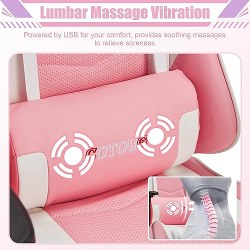 Miniatura 47 de ECOTOUGE - Silla para juegos de PC con reposacabezas y almohada lumbar, silla ergonómica de escritorio de oficina de carreras de piel sintética