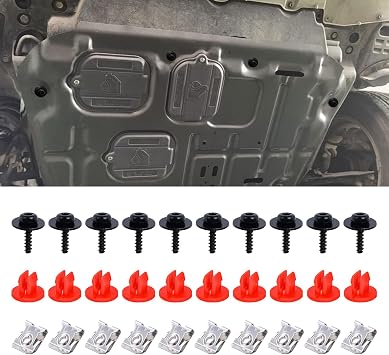 10 Sets Engine Splash Shield Guard Undertray Cover Screws Bolt Nut Clip, T30 Engine Undertray Screws Kit Replacenment for Lincoln MKC Ford Focus Fusion Escape Explorer C-Max Transit Connect