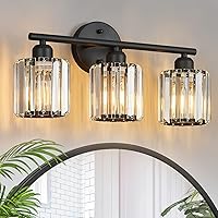 Vista 1 de Modern 3 Light Crystal Vanity Light, Black Vertical Bathroom Light Fixture Over Mirror for Dressing Table Sink, Compatible with Dimmable Bulbs