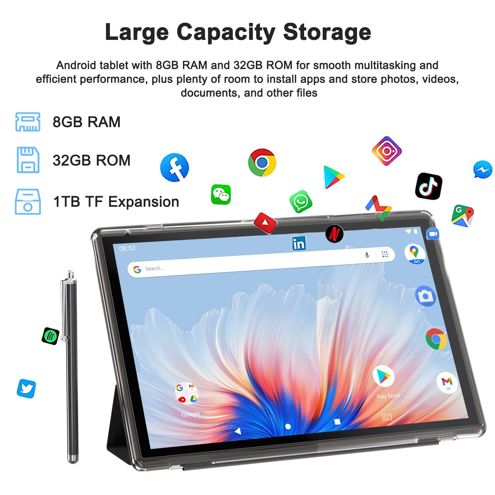 Amazon.com : 10 Inch Tablet Android 15 Tablets With Case Stylus