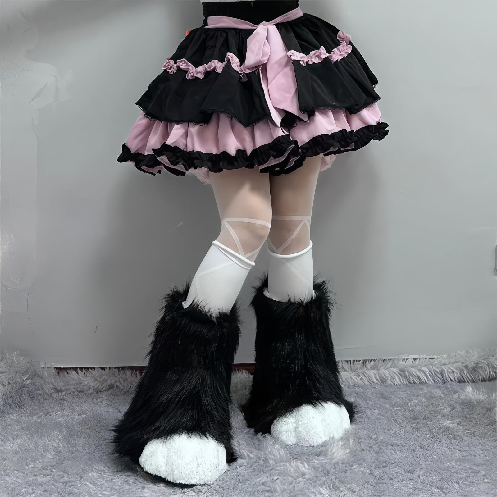 Scarpe pelose in pelliccia sintetica, scarpe for zampe di animali cosplay, pantofole in peluche, accessori di abbigliamento for adulti
