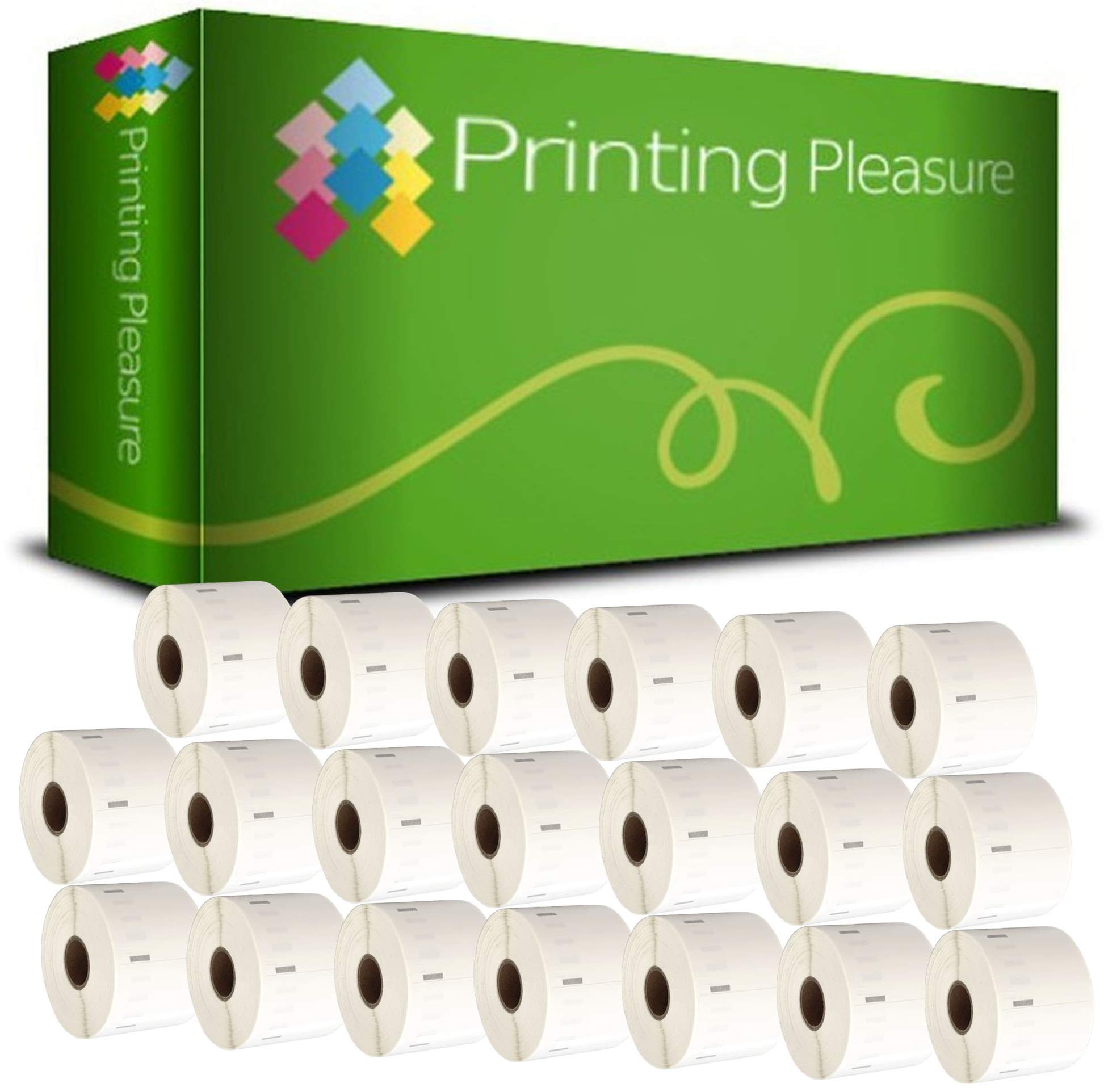 Printing Pleasure 20 x 11354 Compatible Labels Rolls for LabelWriter & Seiko Label Printers, 11354 57mm x 32mm, 20 Rolls