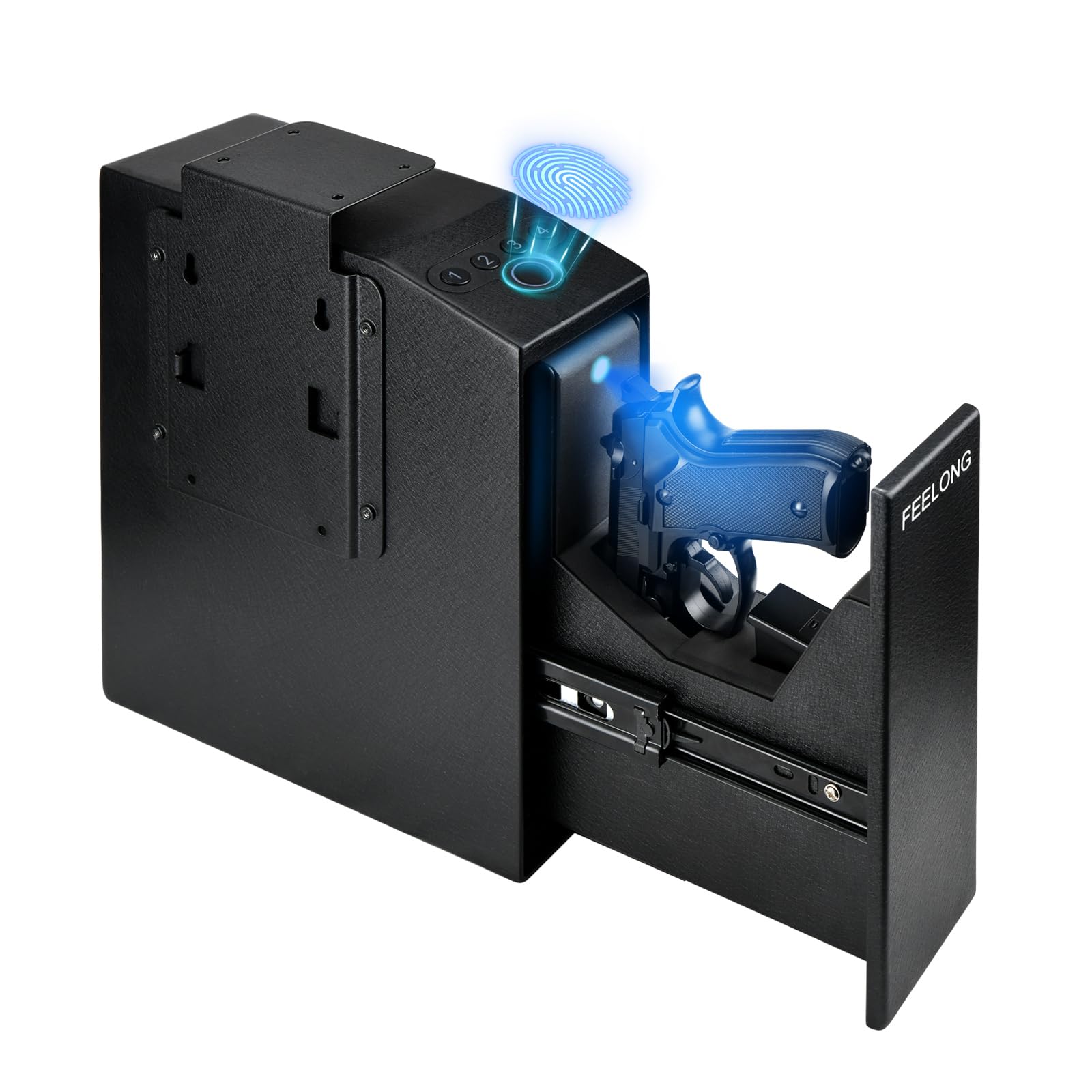 Gun Safe for Handgun, Biometric Gun Safe for Handgun with 3 Ways Quick Access, Pistol Safe, Gun Safe Pistol Storage for Home, Office and Vehicle.