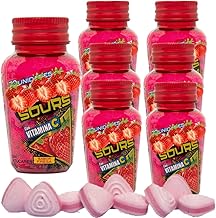 Sour Flavour Sugar Free Lemon & Strawberry Flavour Variety Sweet– 46g Bottle, 70 Pieces – Smt (6 x Bottle, Strawberry)