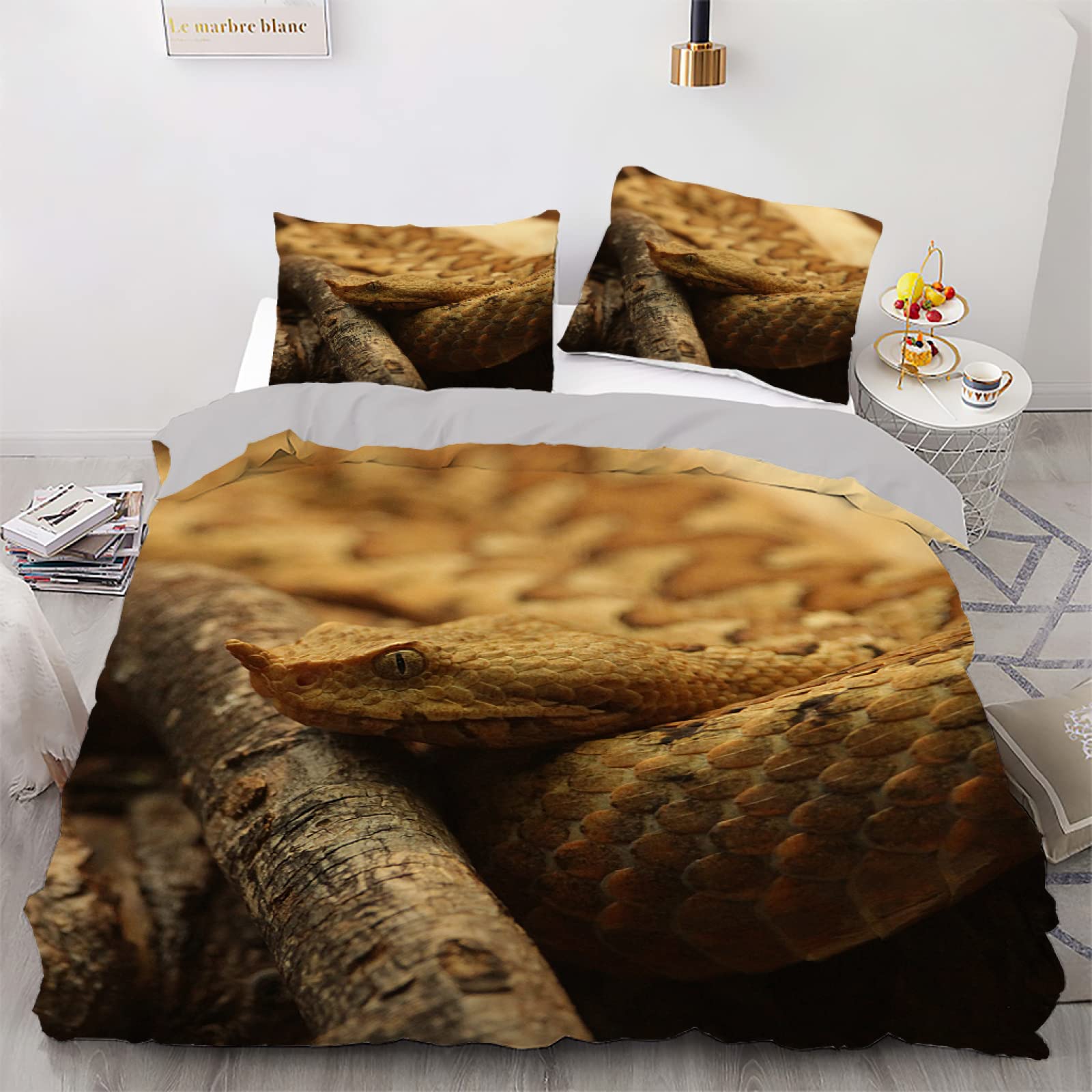 Housse de couette 140x200 fille serpent avec fermeture éclair pratique