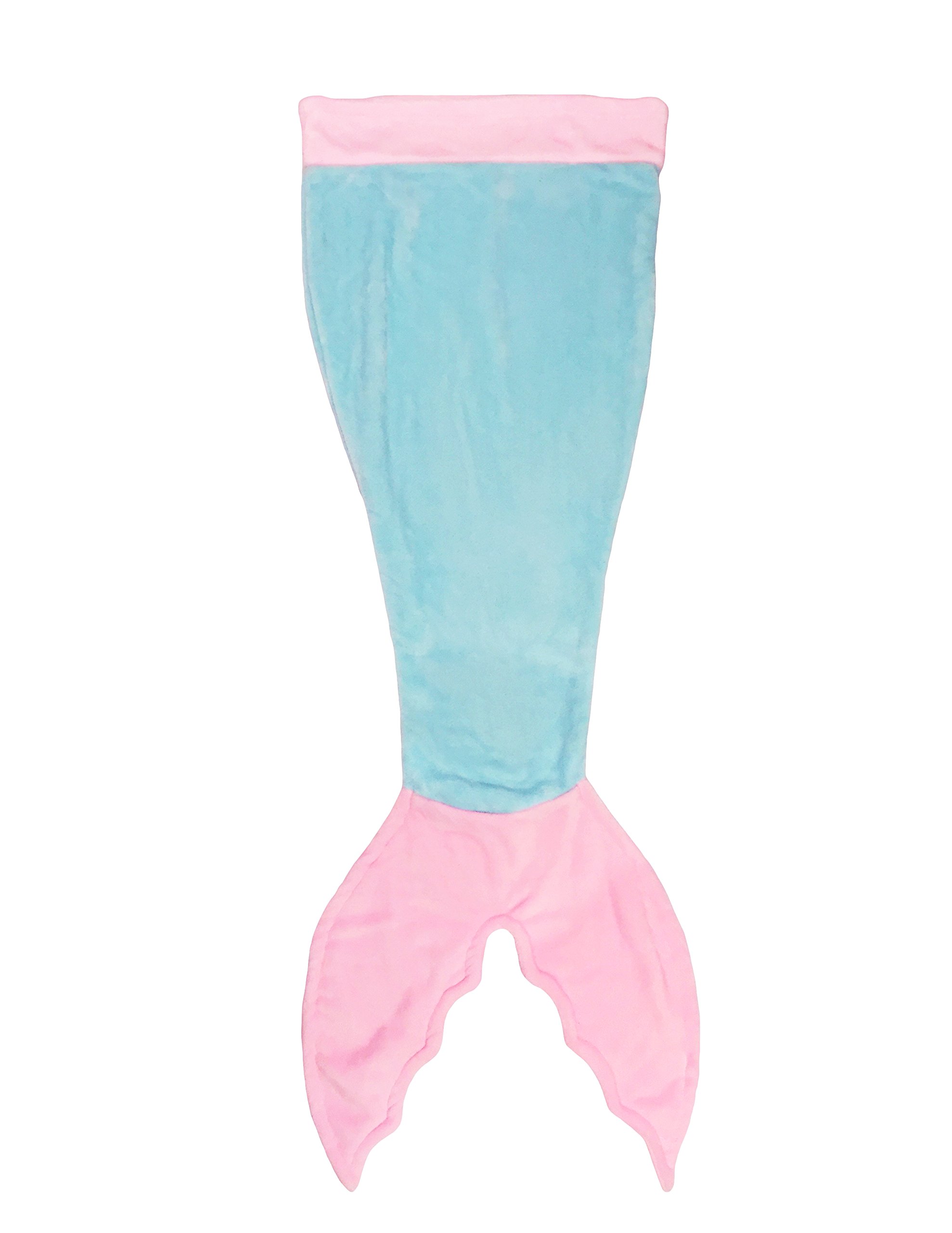 Mermaid Tail Blanket Sleeping Bag, Cozy Soft Plush Minky Fleece, 58 by 20-inches, Climb Inside Feet Fit in The Fins, for Kids All Ages (Pink & Blue)