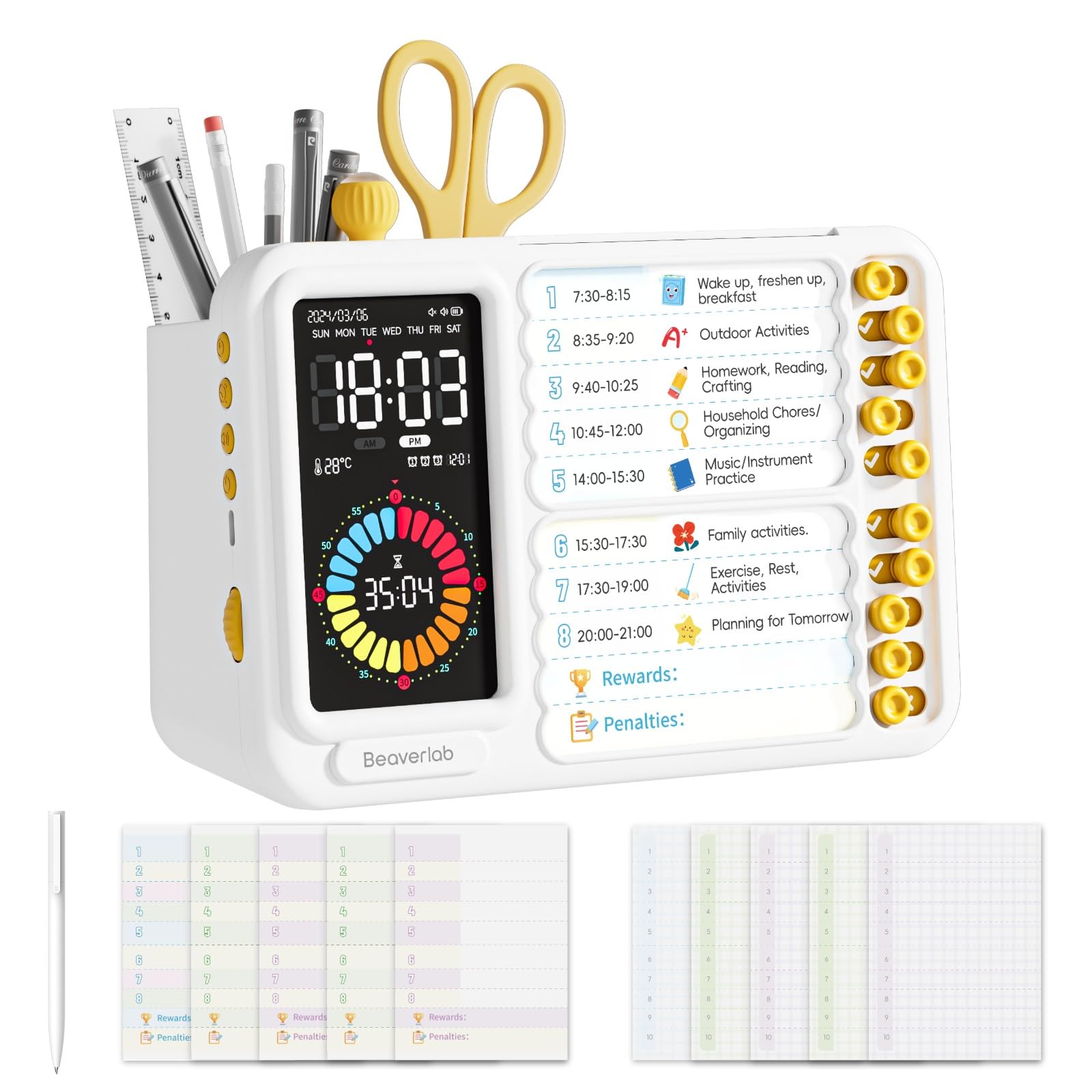 thumbnail: Memo-Board To Do Lijst Met 10 Verwisselbare Vellen - Kinderroutine Planner En Checklist 20x12 Cm