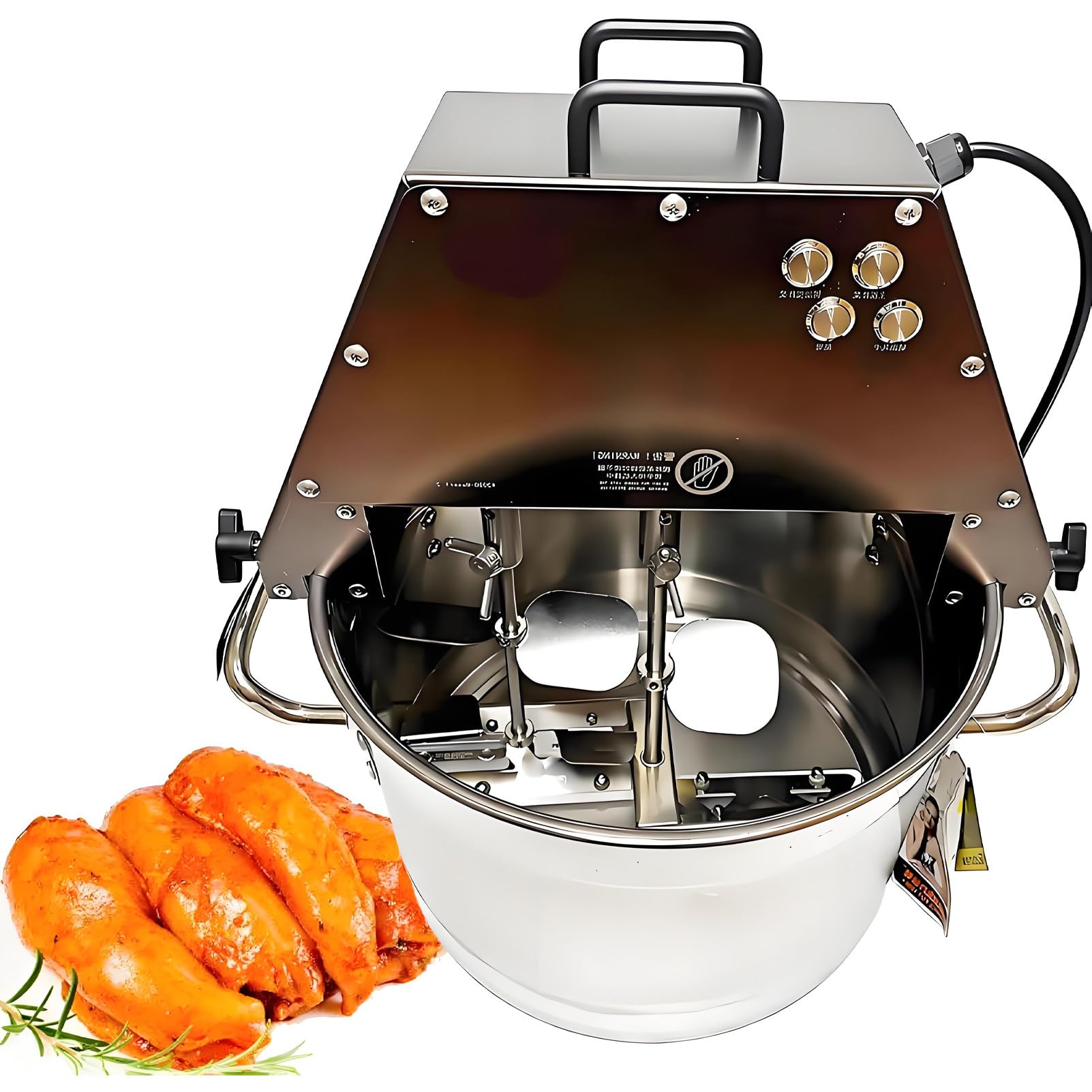 DNEPEI Commercial Self Stirring Pot with Auxiliary Fan (400L/min) & 25W LED Light – Speeds Up Drying and Improves Visibility for Sauce Making