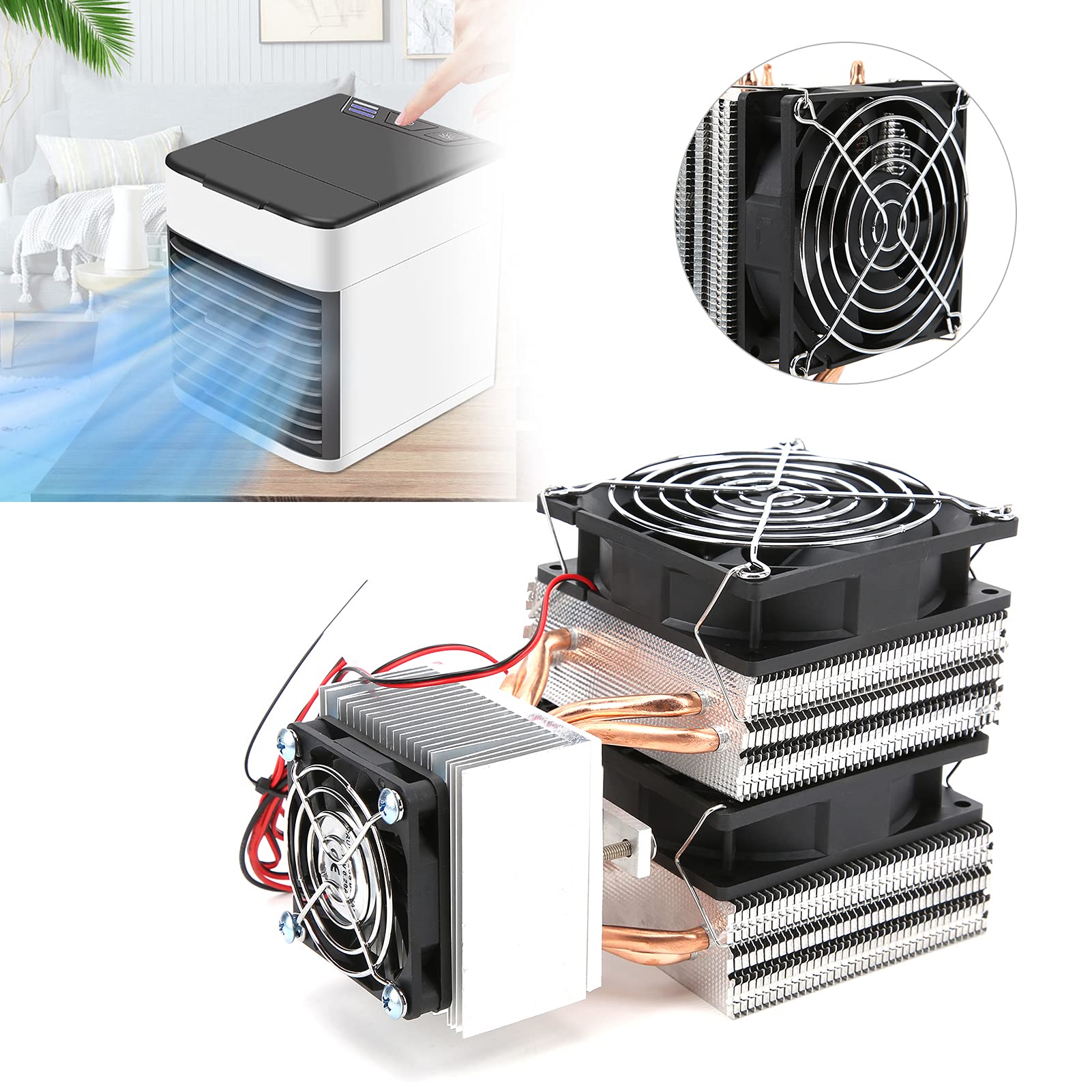 FTVOGUE 12715 Chłodnica Termoelektryczna Stop Aluminium ABS Półprzewodnikowy Układ Chłodniczy 180 W DC12V 20A Duży Blok Chłodzący dla Majsterkowiczów Mini Lodówka Klimatyzator Przestrzeń dla Zwierząt