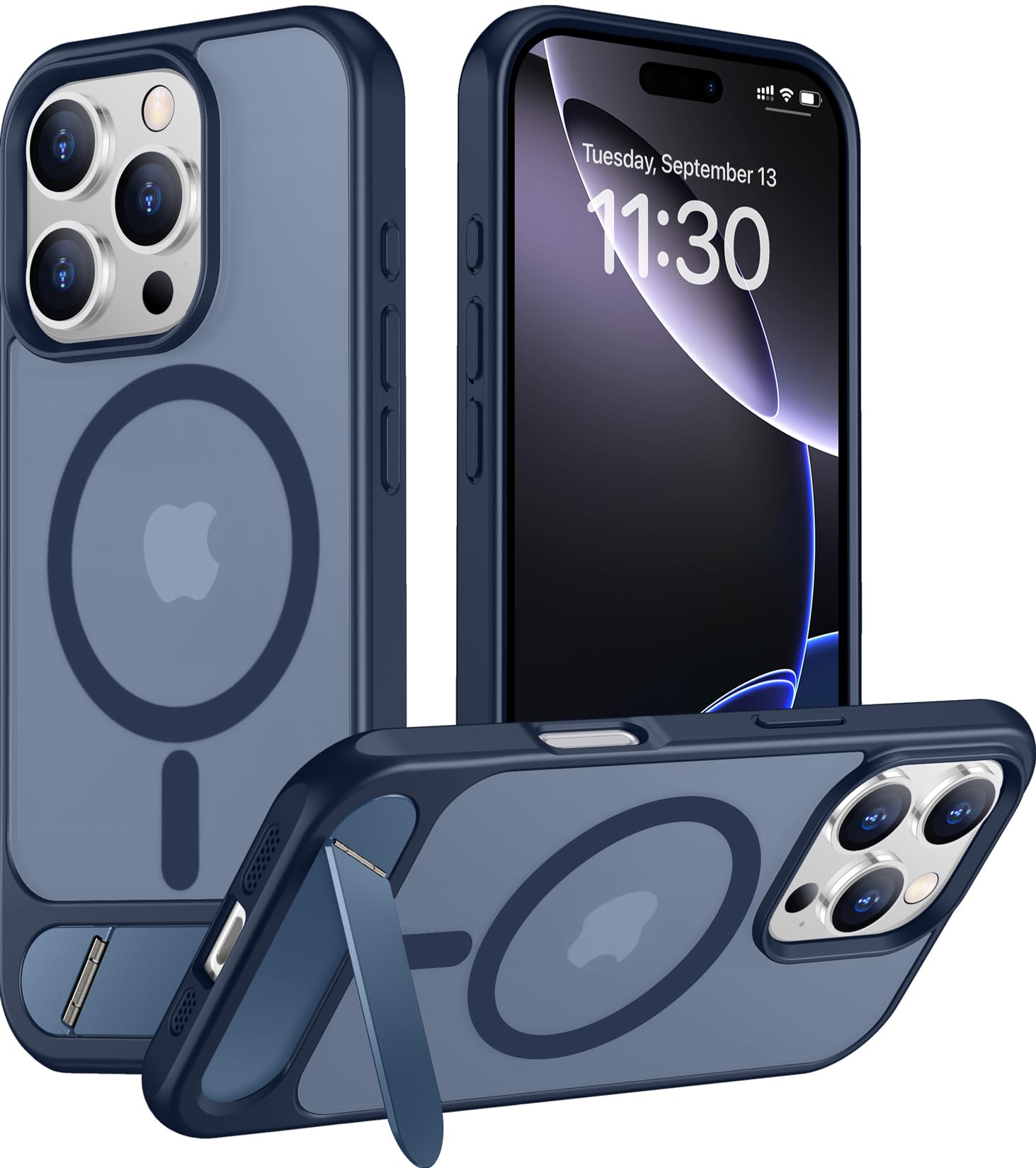Temdan Magnetic Compatible with iPhone 16 Pro Max Case, [Built-in Invisible Kickstand][Compatible with MagSafe] [Military Grade Shockproof] Slim Translucent Matte Phone Case for iPhone 16 Pro Max 6.9"