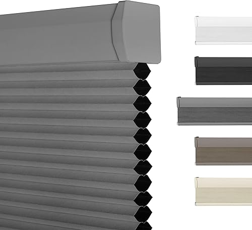 BERISSA Persianas celulares opacas sin cordón, con diseño de panal para ventanas, persianas celulares a juego para dormitorio, oficina, sala de