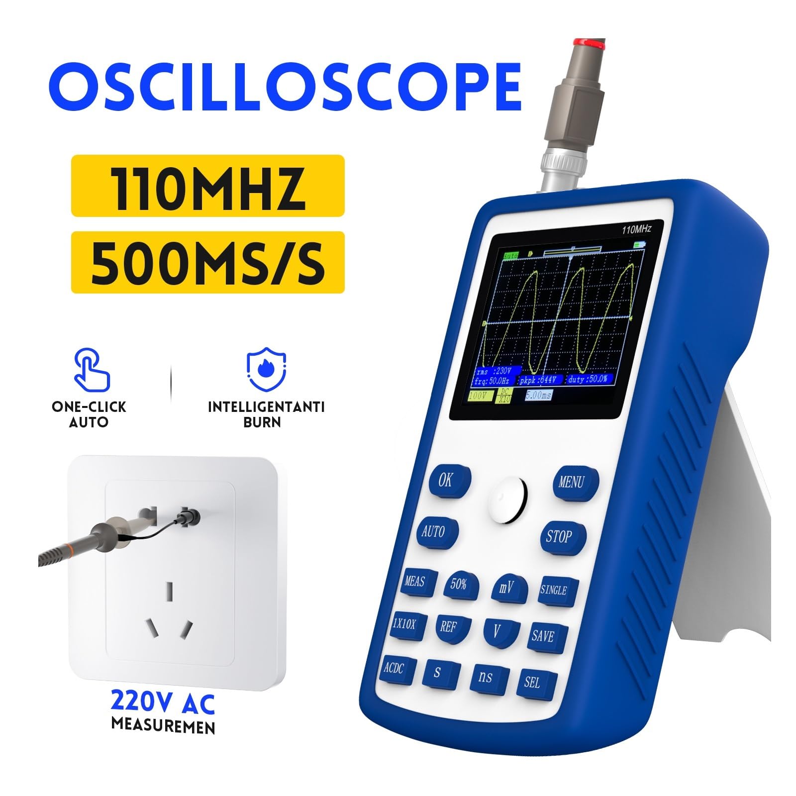 Oscilloscopi digitali professionali Frequenza di campionamento 500 Larghezza banda analogica 110 MHz Supporto Memorizzazione forme d'onda Facilità Di Misurazione