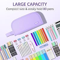 Vista 2 de Sooez Estuche para lápices de amplia apertura, bolsa con cremallera de gran capacidad, bolsa estética, suministros escolares, organizador compacto