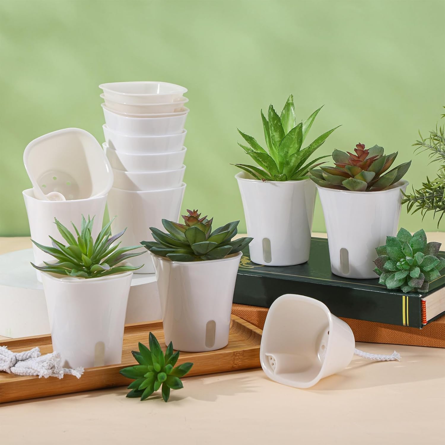 Ziliny 30 Pcs 3 Inch Self Watering Pots Self Watering Planters for Indoor Planters Plastic Garden Flower Pots with Level Indicator Vents for Herbs