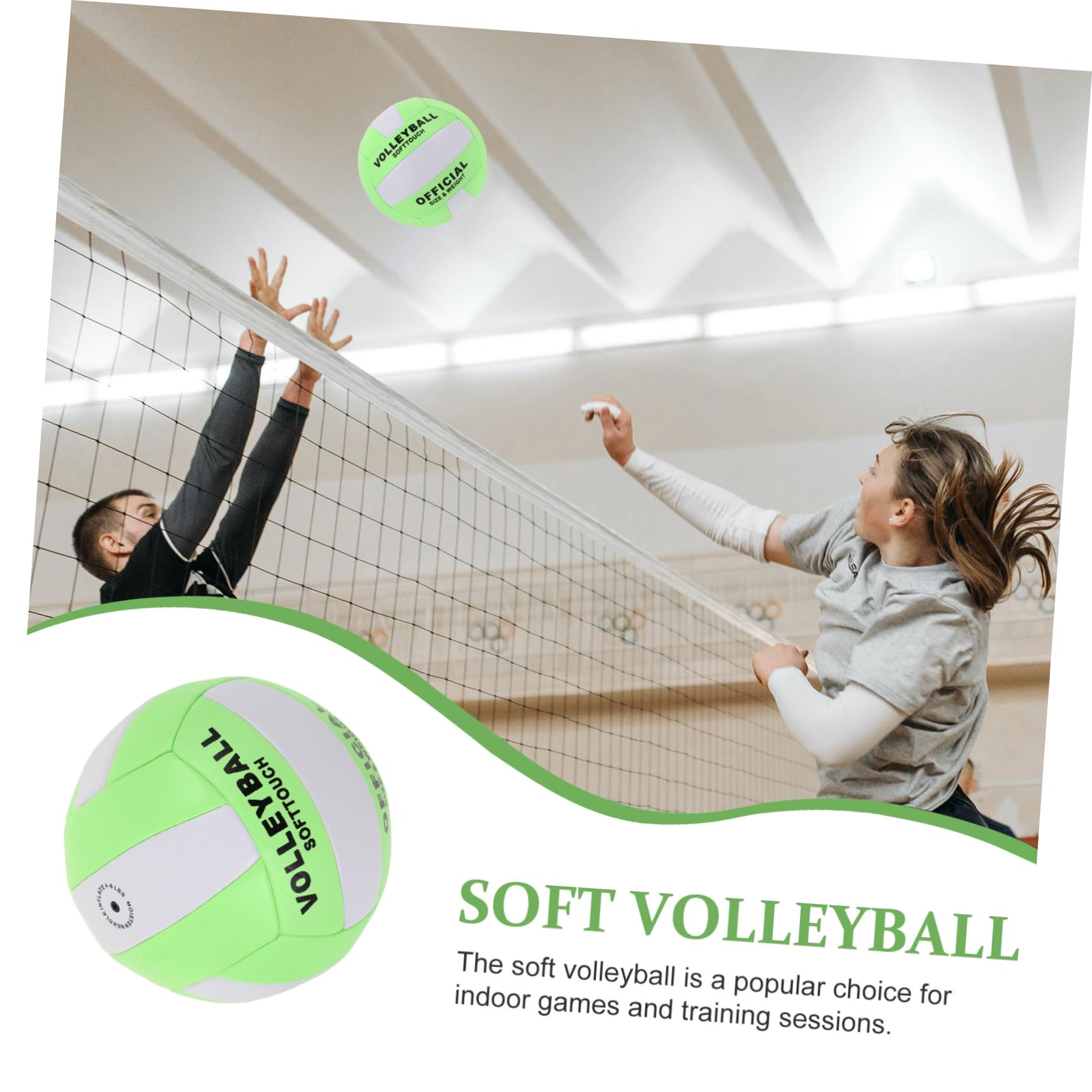 GOOHOCHY Inflatable Volleyball Training Ball Size 5 Soft Indoor Volleyball for Sports