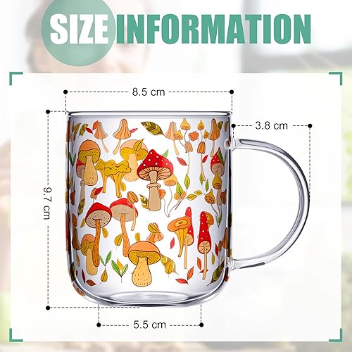 Miniatura 2 de CHENGU Taza de Hongo con Asa, Taza de Vidrio de Hongo Transparente de 15 oz Taza de Regalo con Cuchara de Acero Inoxidable para Café Té Leche