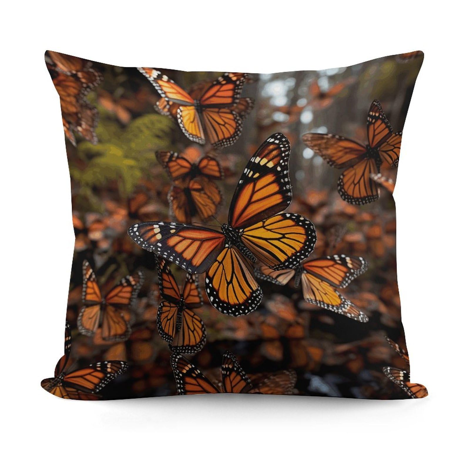 VstaDank Decorative Monarch Butterflies Throw Pillow Covers Luxury Soft Pillowcases Fluffy Plush Accent Pillow Cases Personalized Square Lumbar Pillows Shells for All Seasons 18" X 18"