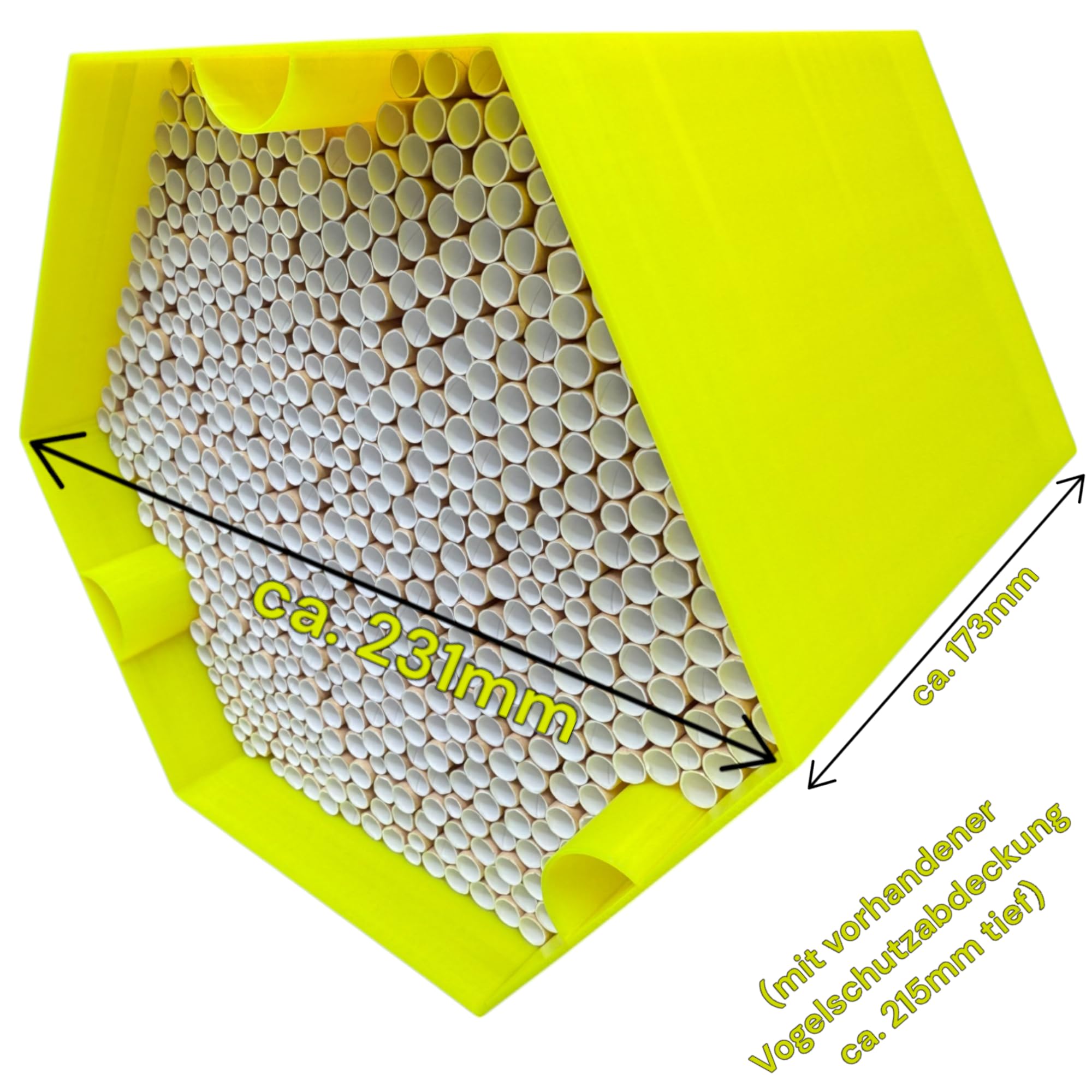 Pomoc dla dzikich pszczół – absolutnie trwała i odporna na warunki atmosferyczne, hotel dla owadów z 600 osłonami lęgowymi. Wysokiej jakości hotel dla miłośników ogrodnictwa (żółty, hotel dla pszczół
