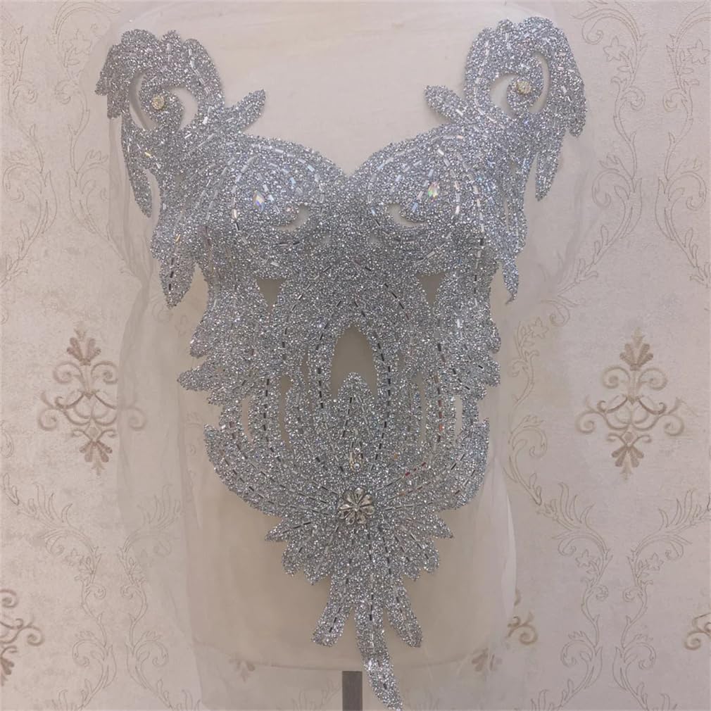 Generic Gold Rhinestones Iron On DIY Patches Sewing Craft Nigerian Clothing Accessory, siver set