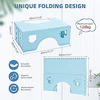 Vista 6 de Taburete de inodoro plegable de 7 pulgadas (azul), taburete saludable para baño con postura en cuclillas para defecar con pies antideslizantes, un