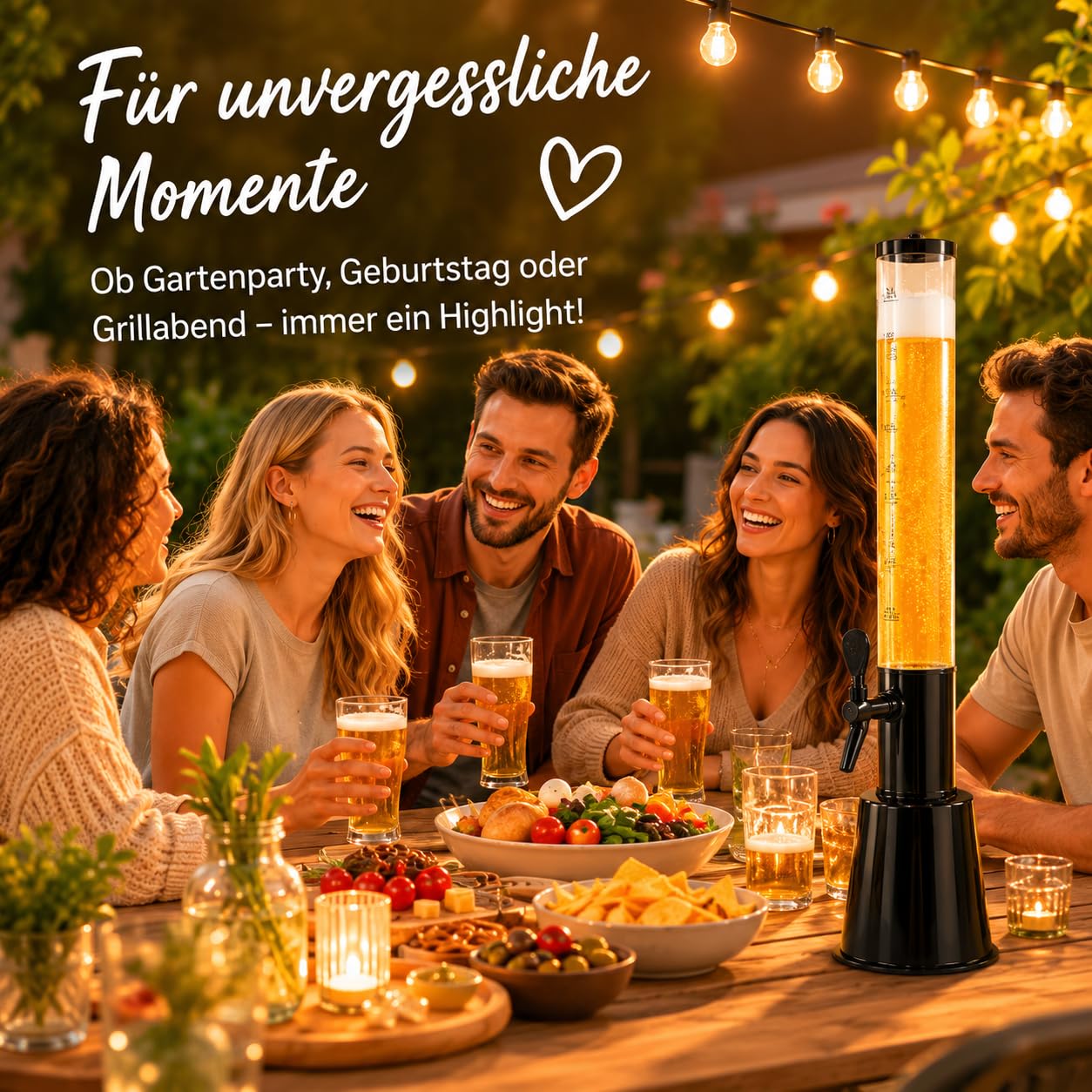 HLKauf Biersäule 3L Trinksäule 2er Set Party Bier Zapfsäule Getränkesäule mit Zapfhahn XXL Getränkespender & HLKauf-Block