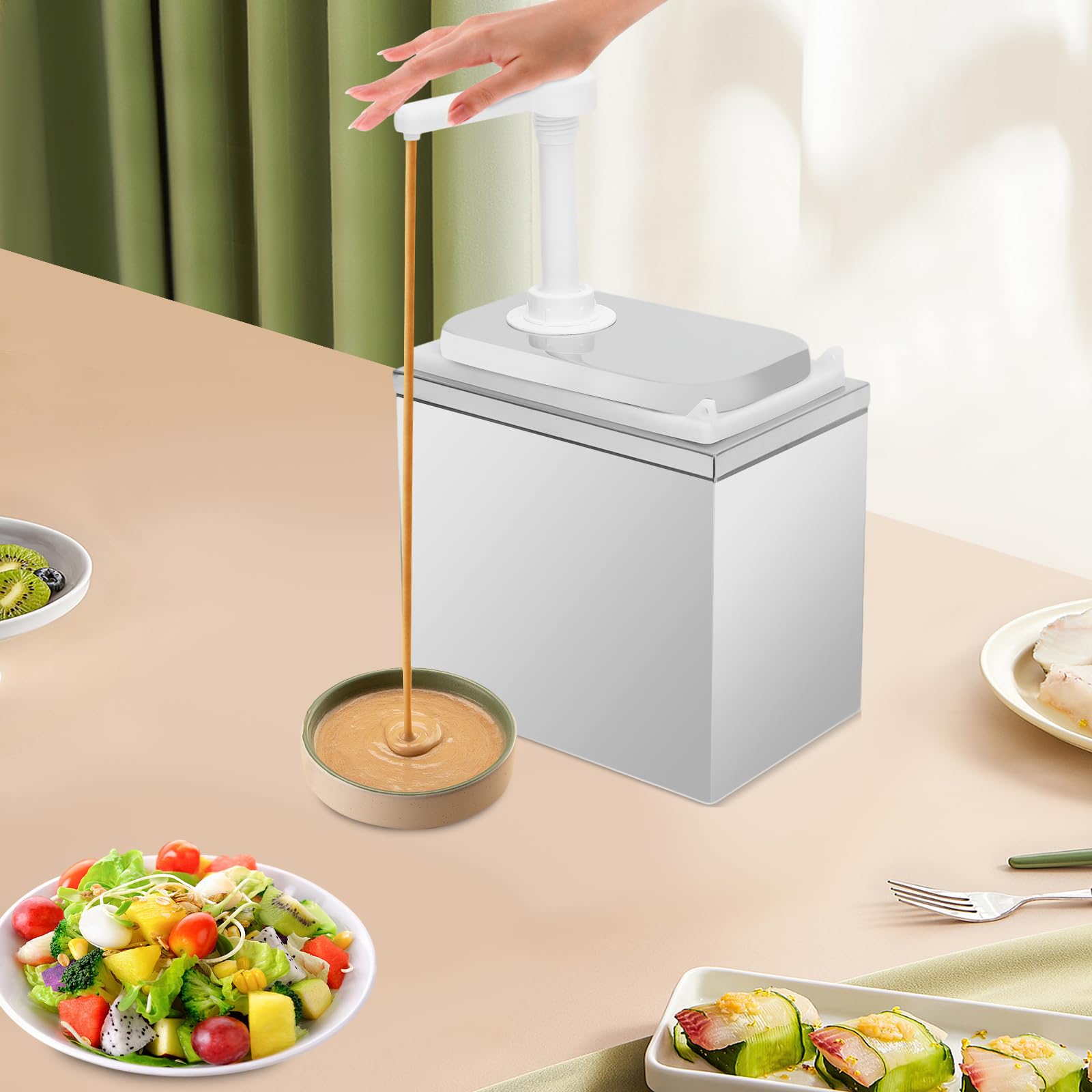 Dispensador de salsas de una sola cabeza de acero inoxidable, bomba de salsa de 2 litros, dispensador de salsa, dispensador de mostaza, dispensador de salsa, dispensador de salsa, dispensador de salsa