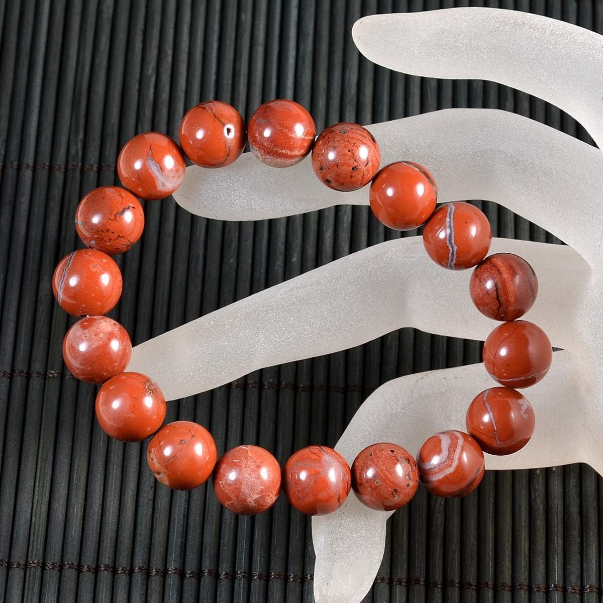 Red Jasper Crystal Bracelet for Improving Focus and Relationships - Strengthen Love Life - 8mm Beaded Bracelet for Women Men - Elastic Adjustable Size - Image 2