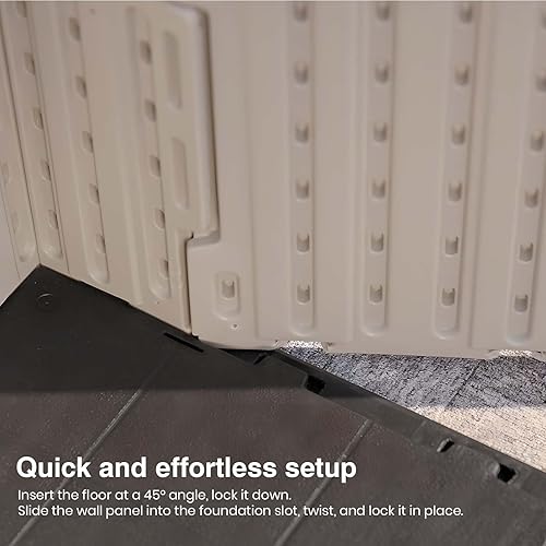 Miniatura 7 de Patiowell Cobertizo de almacenamiento para exteriores de 8 x 6 pies, cobertizo de plástico de resina con piso y ventana y puerta con cerradura para