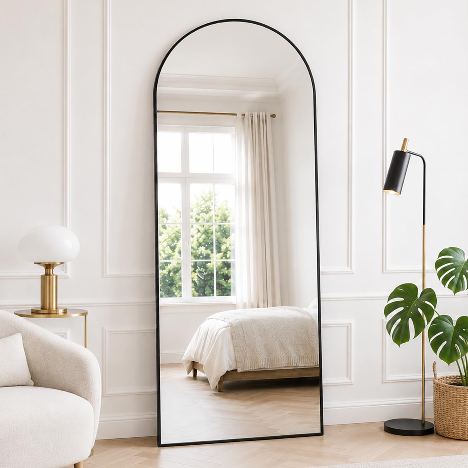 Ganzkörperspiegel 165x60CM Standspiegel mit Aluminiumrahmen, Wandspiegel Groß Schwarz, HD-Glas Bruchsicher, Spiegel Ganzkörper für Schlafzimmer Ankleidezimmer Wohnzimmer