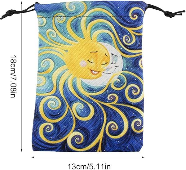 Sac de Tarot De Jeu De Société, Sac De Cartes Oracle, Sacs de Rangement avec Cordon de Serrage Pour Cartes De Tarot Et Dés 13 x 18 cm, Pochette À Bijoux En Velours Composite - 2