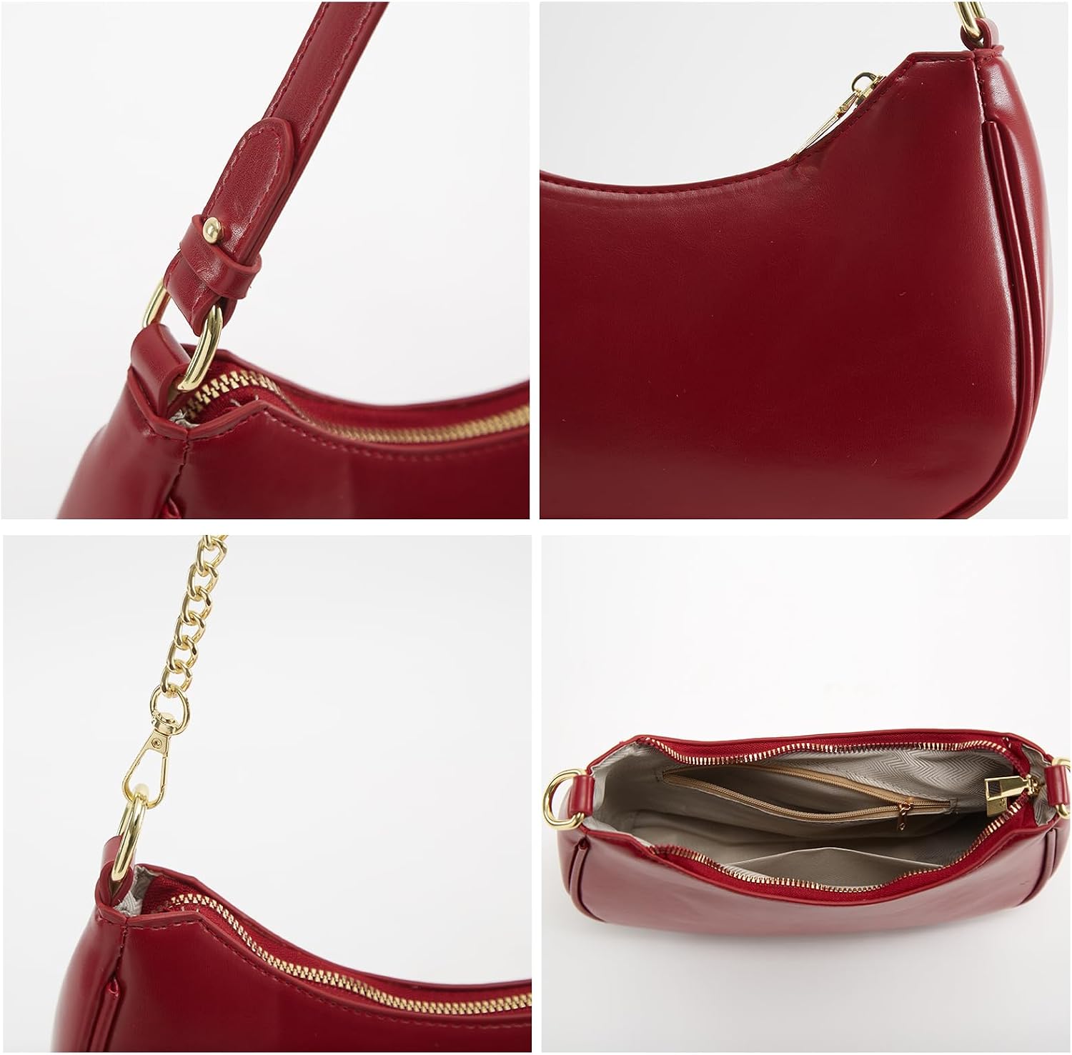 Shoulder Bag for Women Y2K Trendy Hobo Handbags Purse Vegan Leather Clutch Handbag with 2 Adjustable Removable Straps