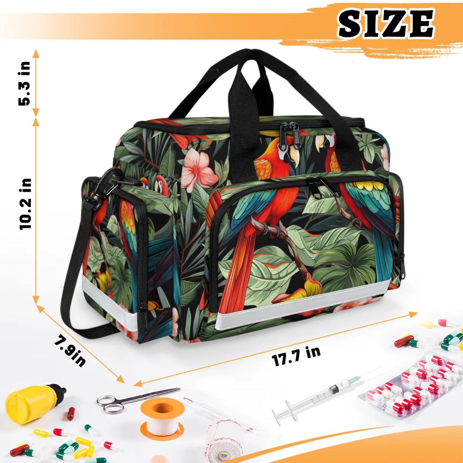 GzLeyigou First Aid Bags Empty, Charming Birds Emergency Bag First Aid Kit Multiple Compartment Kit Carrier On Call Trauma Bag For Paramedics Emergency Medical Supplies Kit