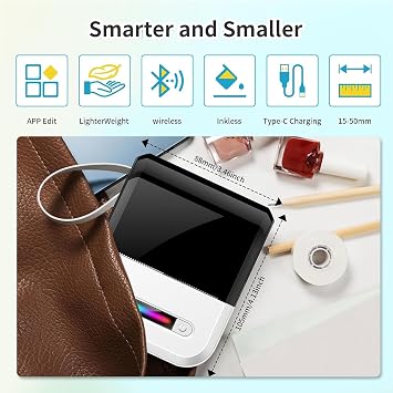 YK Design U1 200 DPI Mini Taşınabilir Mürekkepsiz Termal Etiket Yazıcısı
