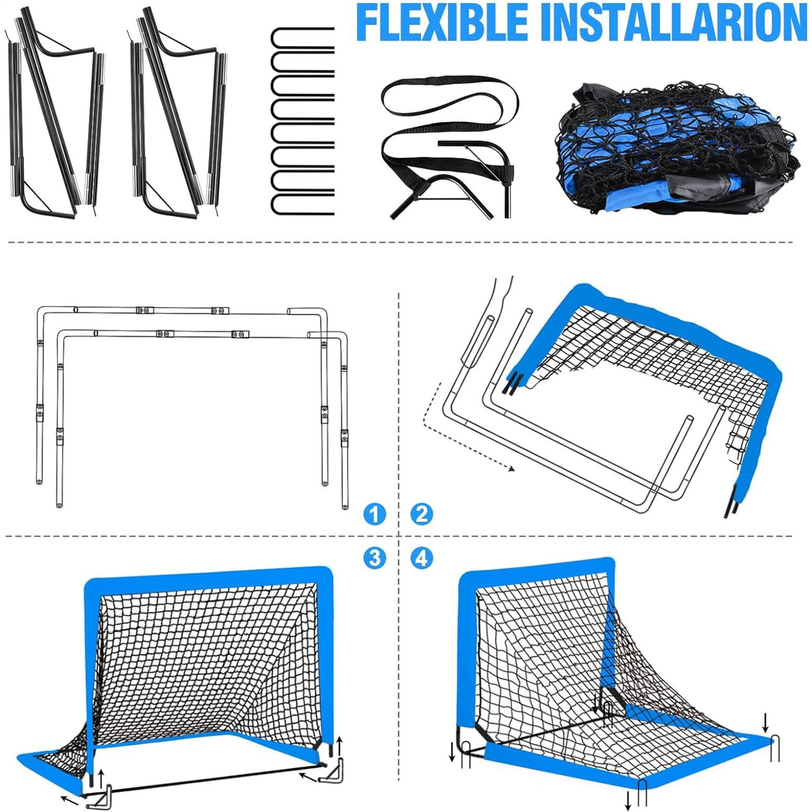 Small Soccer Net – Portable Kids Soccer Goal Kids Soccer Net | Set Pop Up Soccer Goal Equipment for School, Practice Games, Outdoor Activity for Youth