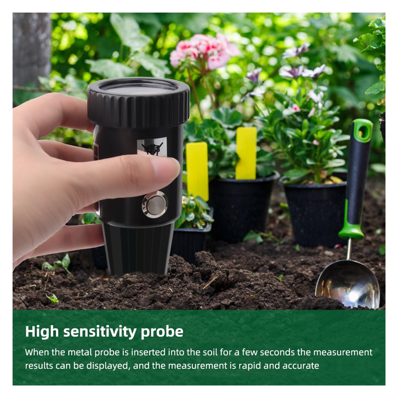 Medidor de humedad del suelo Medidor de PH de humedad del suelo de mano probador de humedad y acidez sonda de Sensor de Metal 3 ~ 8ph higrómetro sin batería for plantar herramienta de jardín Fiable y