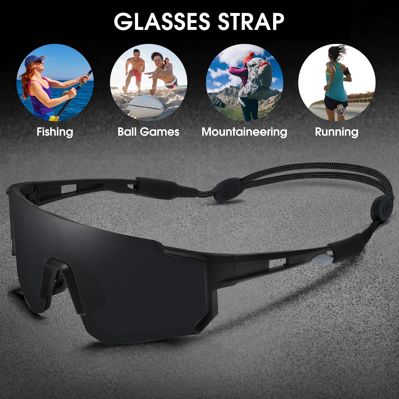 KSACLE No-Tail Eyeglass Straps - 4 Pack Adjustable Sport Retainer For Glasses & Sunglasses - Unisex, Multi-Color