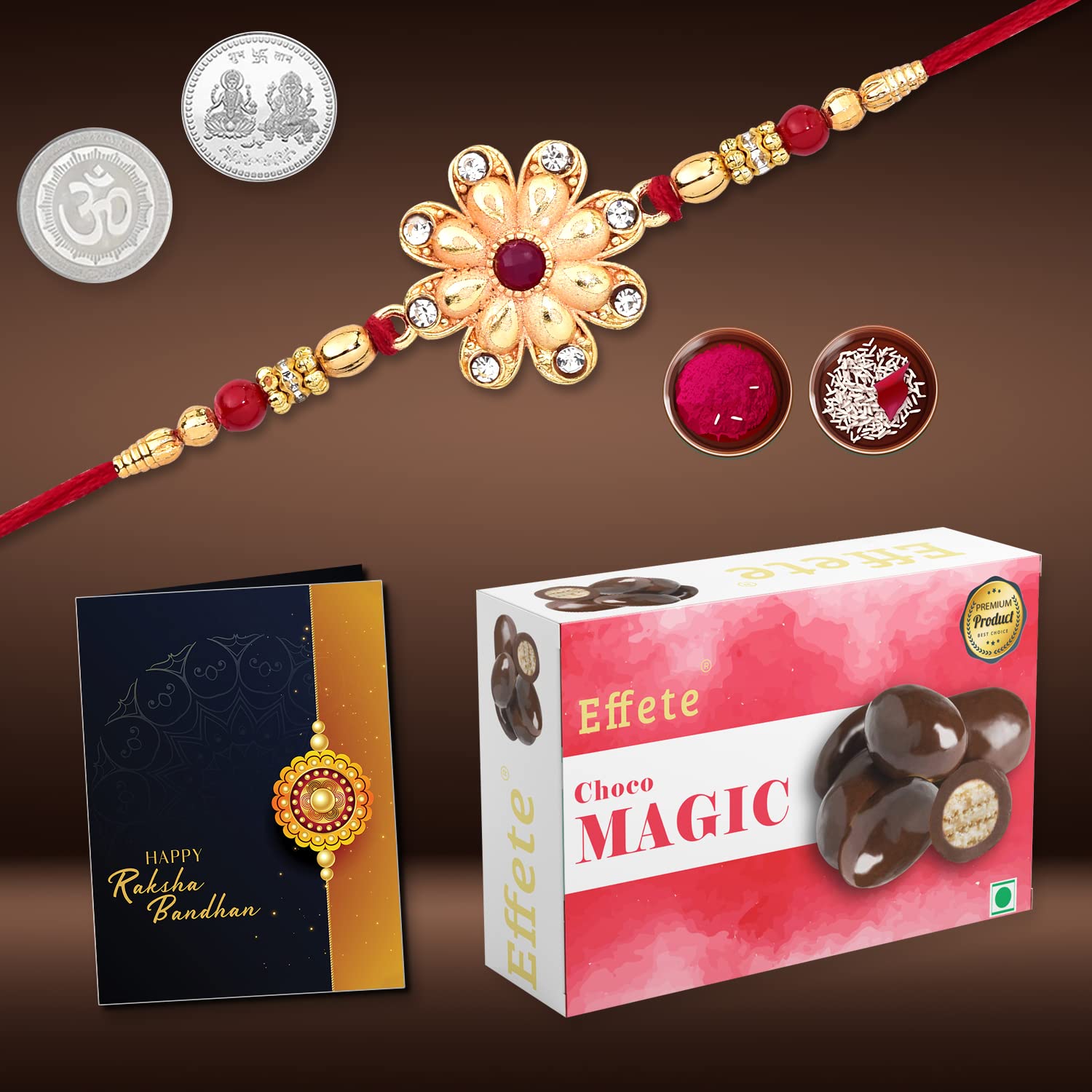 DeoDap Rakhi For Brother Set Of 1 & Effete Chocolate Almonds with Silver Color Pooja Coin, Rakhi With Greeting Card,Rakhi With Gift For Brother, Rakhi For Kids, Rakhi With Sweets (K1_1_CM32) (B09BM6JSF7) Amazon Price History, Amazon Price Tracker