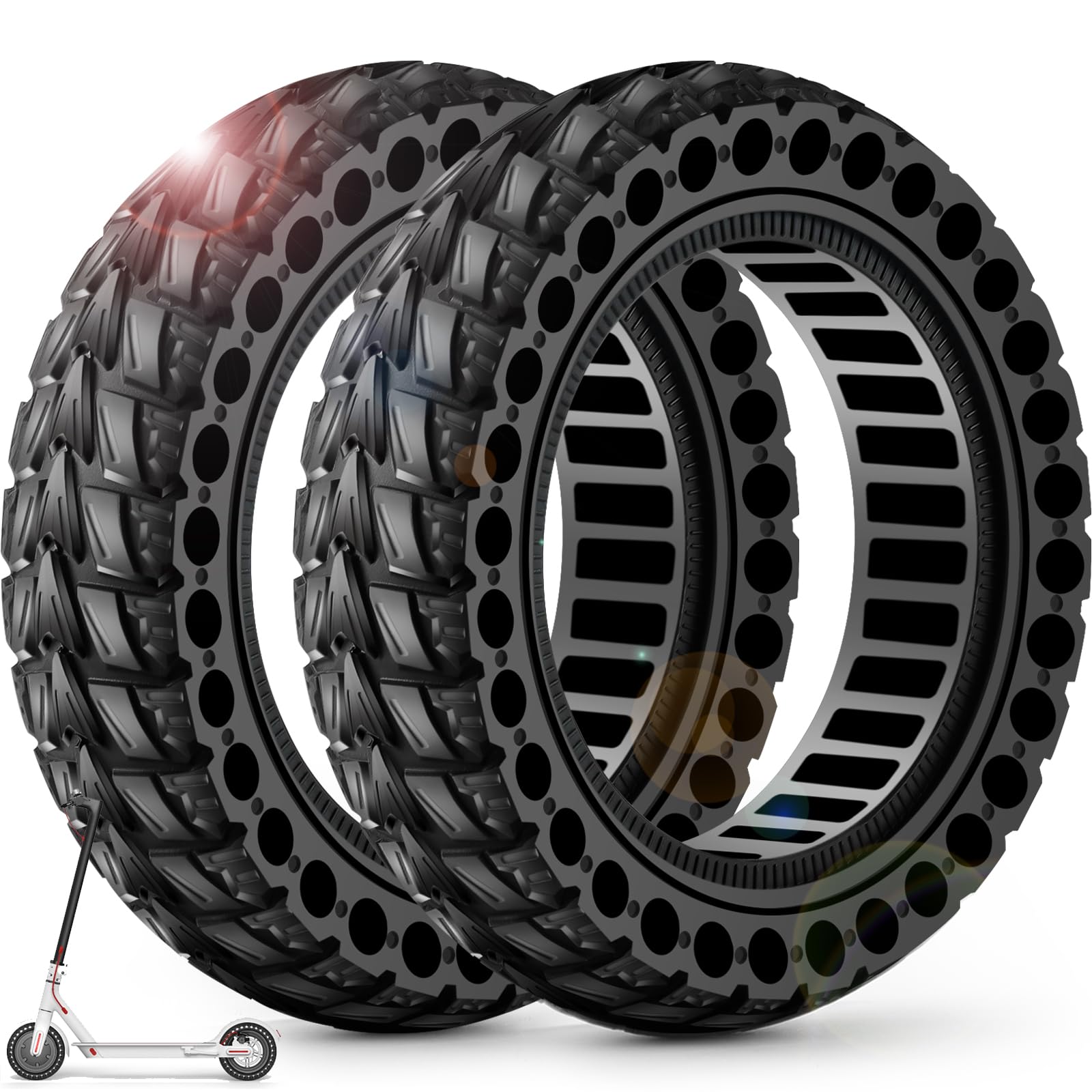 BANGTING 2PCS 60/70-6.5 E Scooter Reifen,10x2.50-6.5 Vollgummireifen, 10x2.5 zoll Ersatzreifen für Ninebot Max G2 / G30 / G30D / G30E / G30E / G30LP / G30D II / G30 Max (Schwarz)