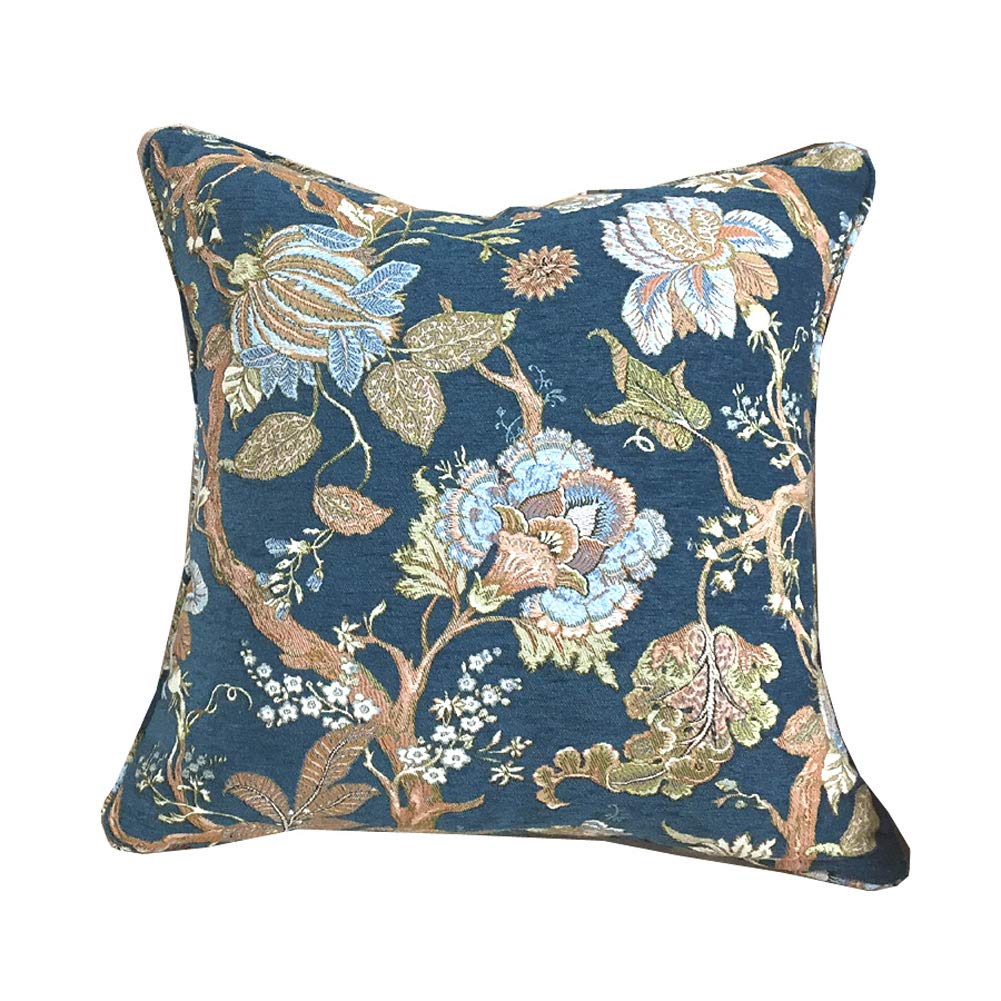 Schwerer Chenille Möbelstoff Meterware Blumenmuster Bezugsstoff Polsterstoff 150cm Breit zum Nähen, Sofa, Vorhang, Stuhlsitzbezug, DIY Basteln(Color:BLAU)