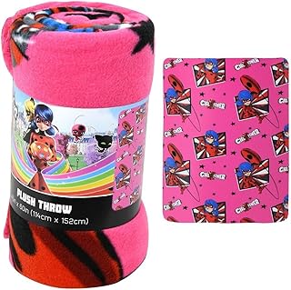 Miraculous Ladybug Fleece Blanket (45" x 60") | Miraculous Ladybug Bedroom Decor Bundle with Stickers and More for Kids Toddlers Children | Ladybug Plush Blanket | Soft and Exceptionally Long-Lasting