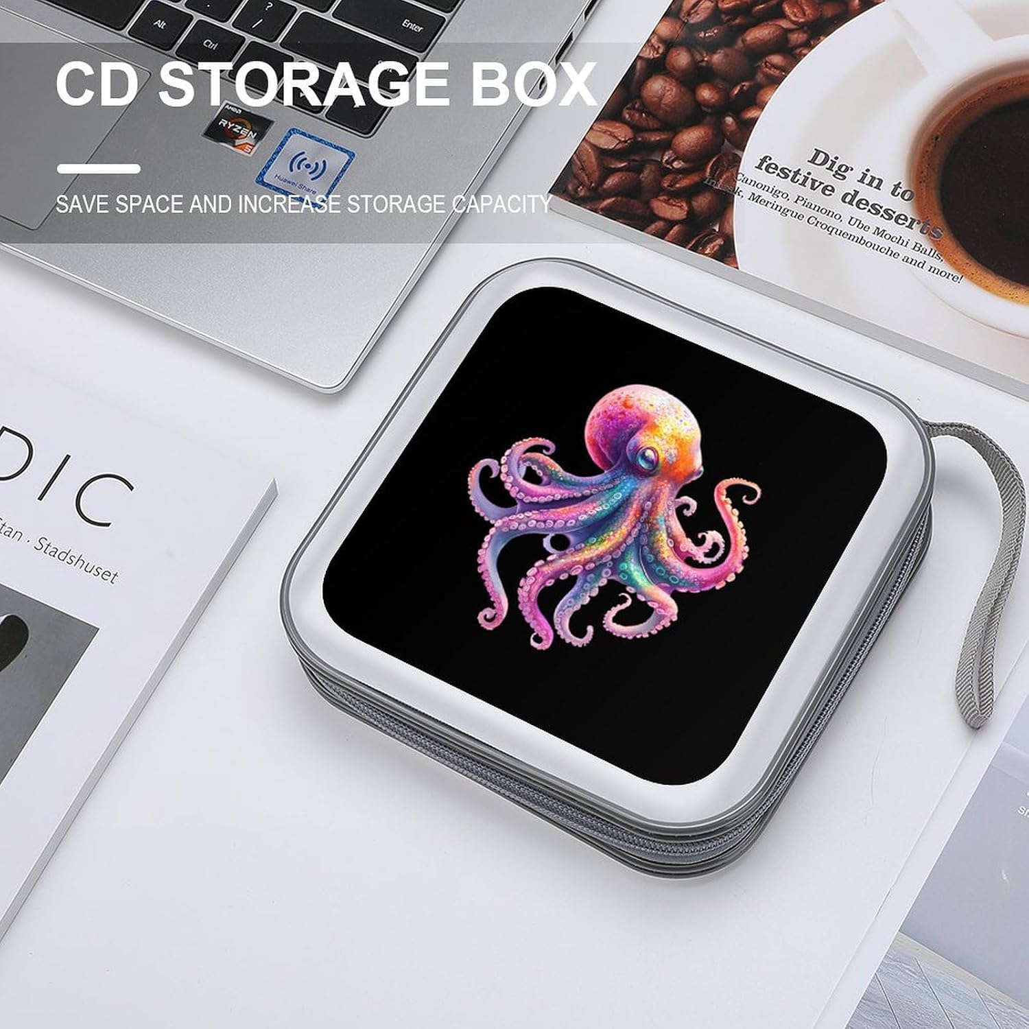 Colorful Octopuss CD Case Portable DVD Storage Box CD Wallet Holder Binder Organizer for Car Home