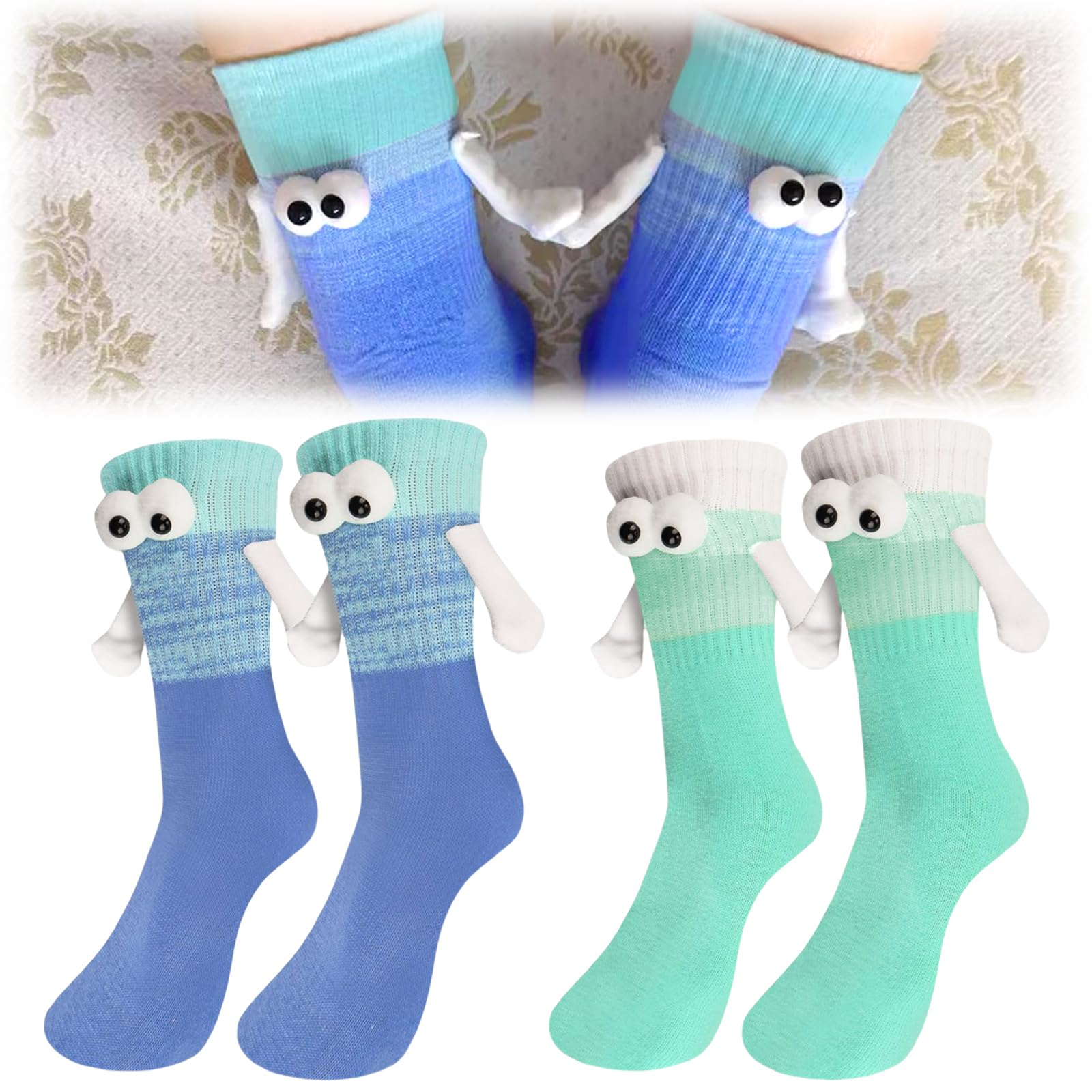 2 Paia Calzini Magnetici Per Mani - Divertenti Per Coppie E Amici, Regalo Originale - Foto 2