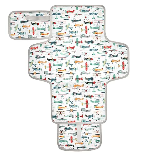 Cambiador de pañales portátil de aviones para bebé, impermeable, plegable, cambiador con almohada incorporada para compras, viajes, parques, compras