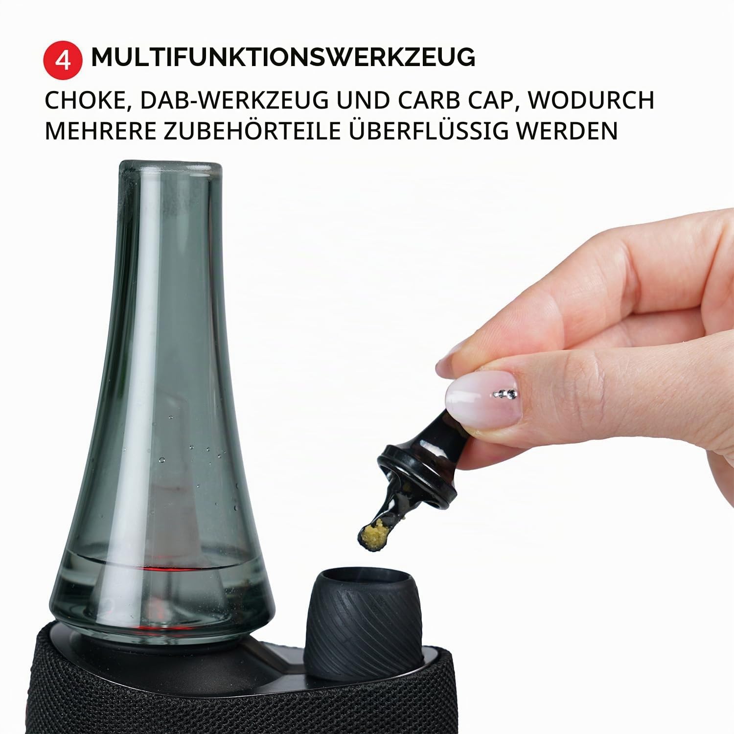Utillian 8 Vaporizer (E-Rig) – Konzentrat Vaporizer mit BurstHit 3D-Heizkammer - Kompatibel mit Wax Terp Pearls 20s Aufheizzeit - Getönte Glas-Bubbler - USB-C (Statisches Schwarz)