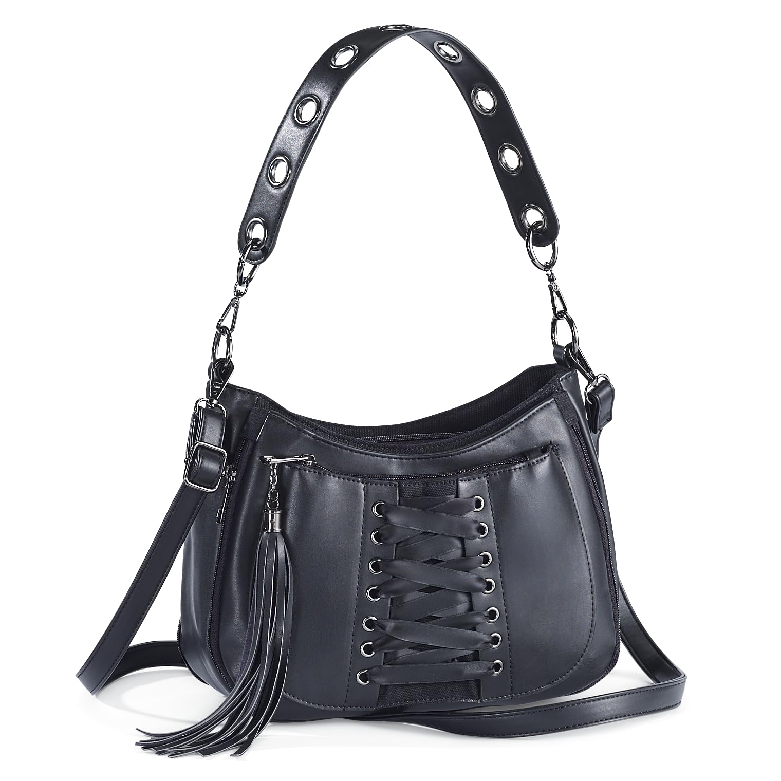 Banned Alternative Lacing Mujer Bolsa de Mano Negro algodón, poliuretano