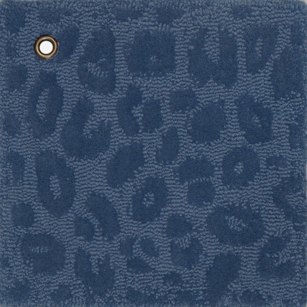 Company C Leopardess Hand-Tufted Responsible New Zealand Wool High Low Textured Pile Rug 12" Square Cobalt Blue