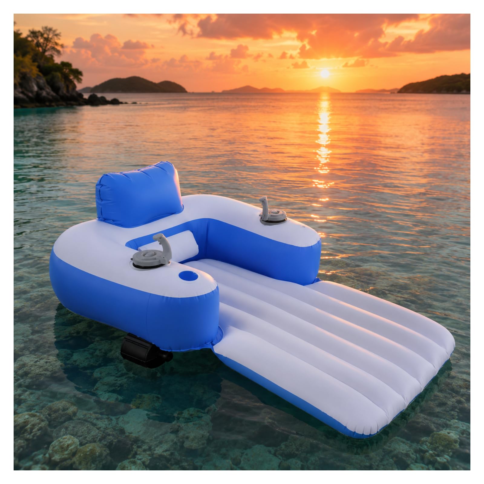 ZHENYUWANG Inflatable floating ring, PVC material, suitable for sunbathing. Rectangular